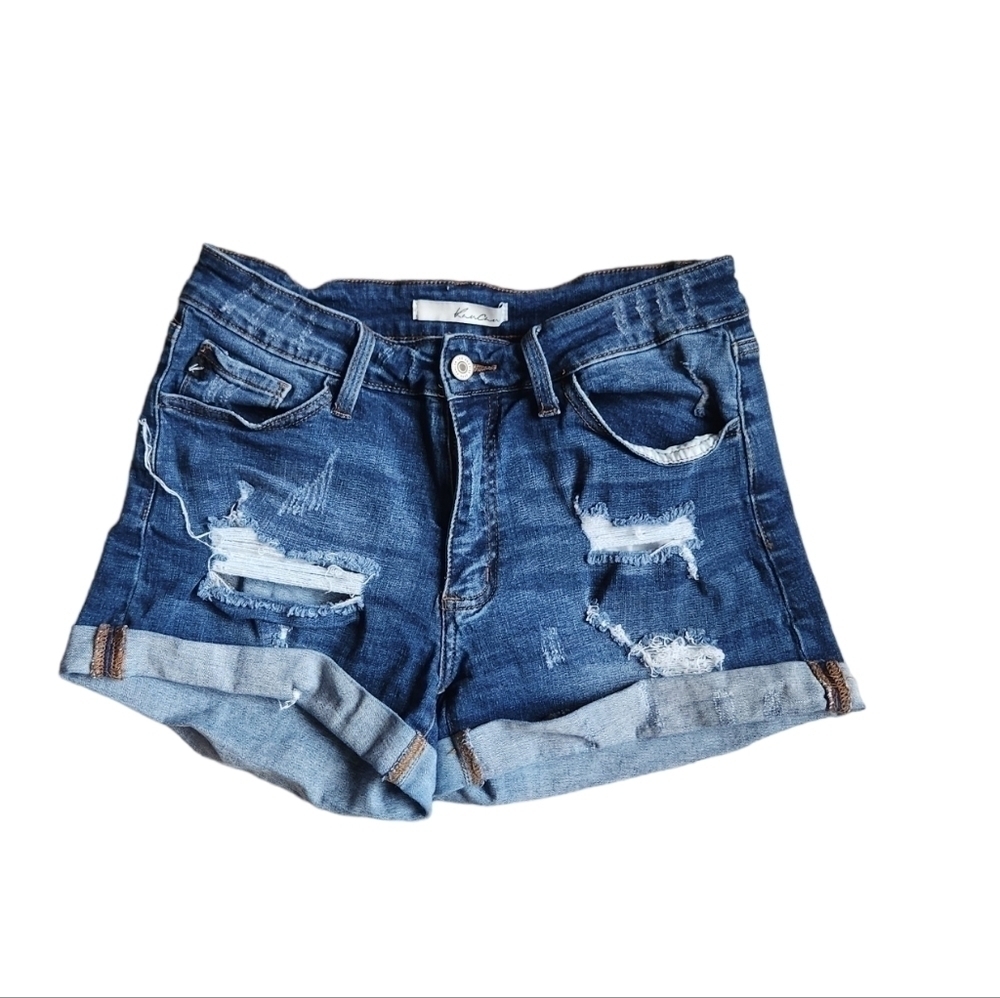 Stretched distressed Jeans shorts